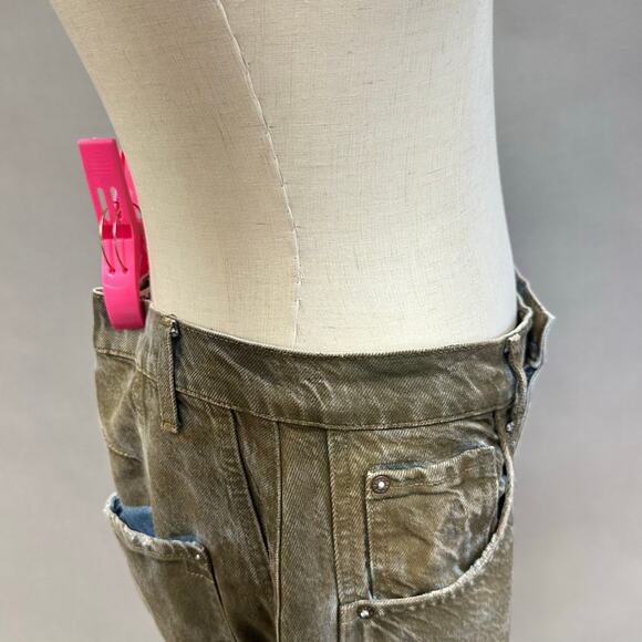 Free People We The Free Good Luck Coated Brown Barrel Leg Jeans Size 28 - Picture 6 of 16